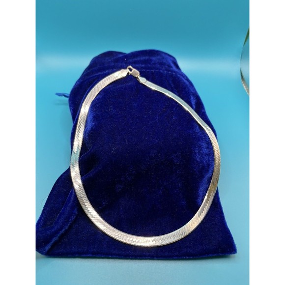 Vintage Italian Made Reversible 18”  925 Sterling Silver Wide Herringbone Chain - Picture 9 of 16